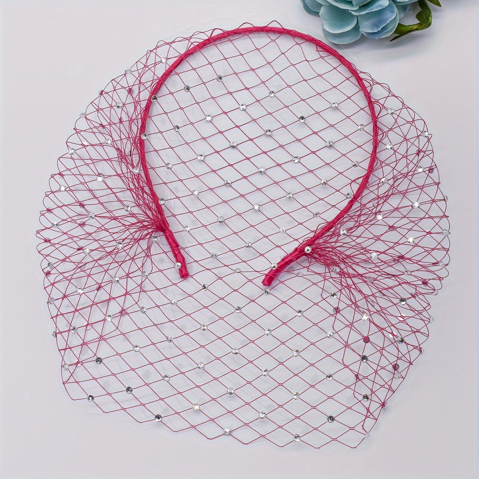 Bridal Fascinator with Birdcage Veil and Black Face Net Mask on White Headband for Women