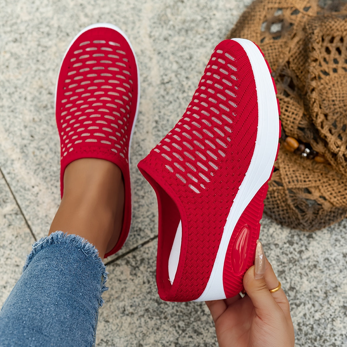 Women's Breathable Mesh Mules Lightweight Non-Slip Summer Shoes White