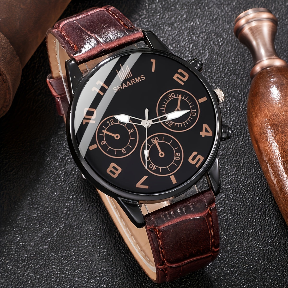 4-qismli to'plam, Erkaklar uchun minimalist va zamonaviy kichik diali kvarts soat va bilaguzuk to'plami, uning uchun mukammal sovg'a.