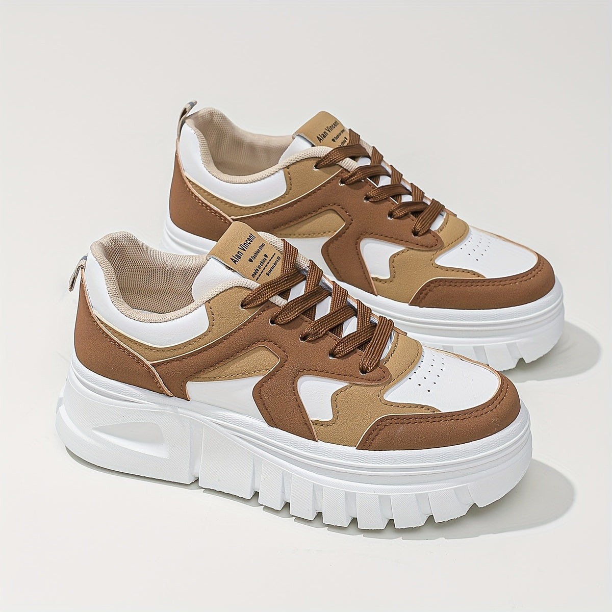 Zapatillas casuales de colorblock para mujer con cordones y plataforma para skate