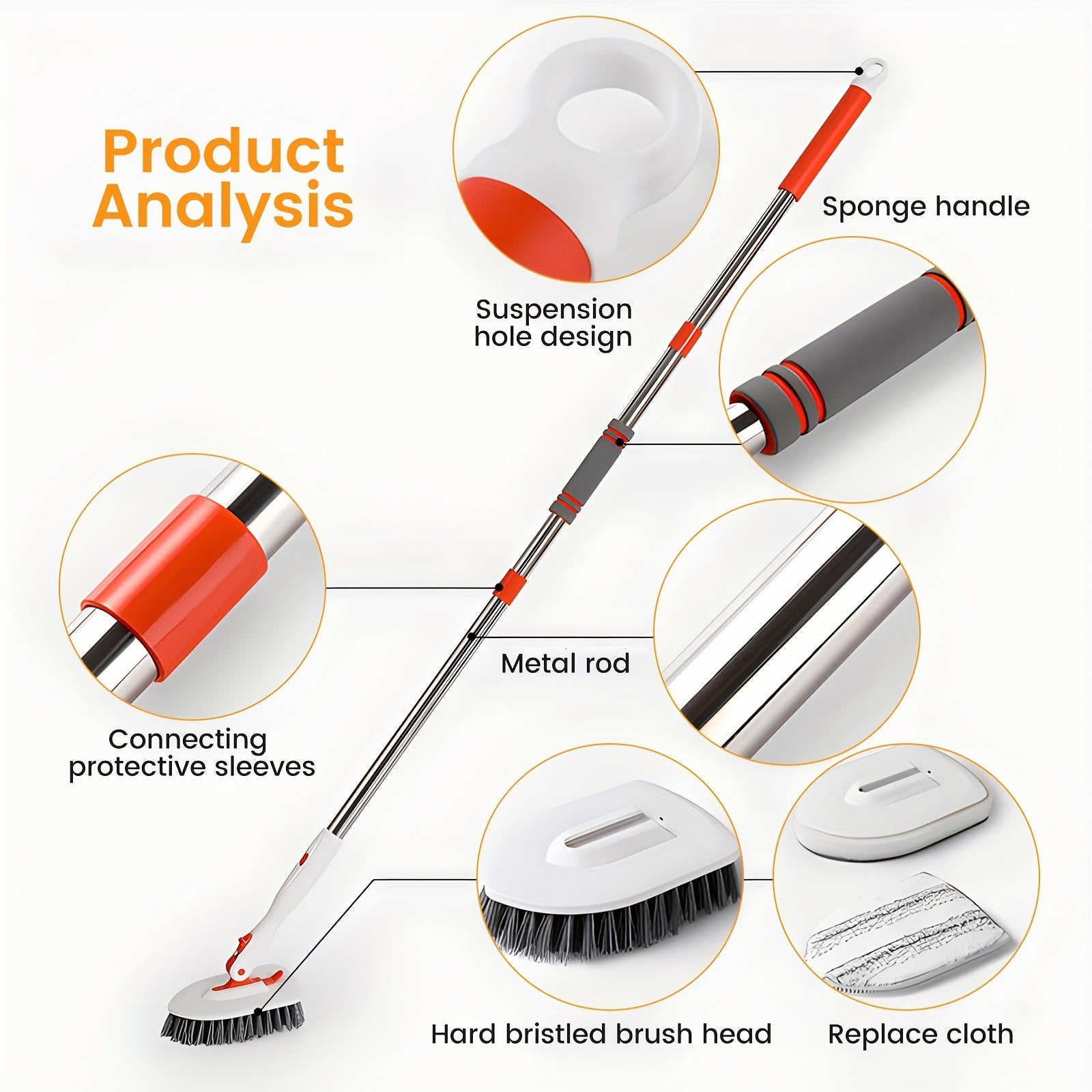 Tozalash uchun asosiy to'plam 10 ta bo'laklar bilan kengaytiriladigan tayoqchalar, cho'tka, mato, squeegee