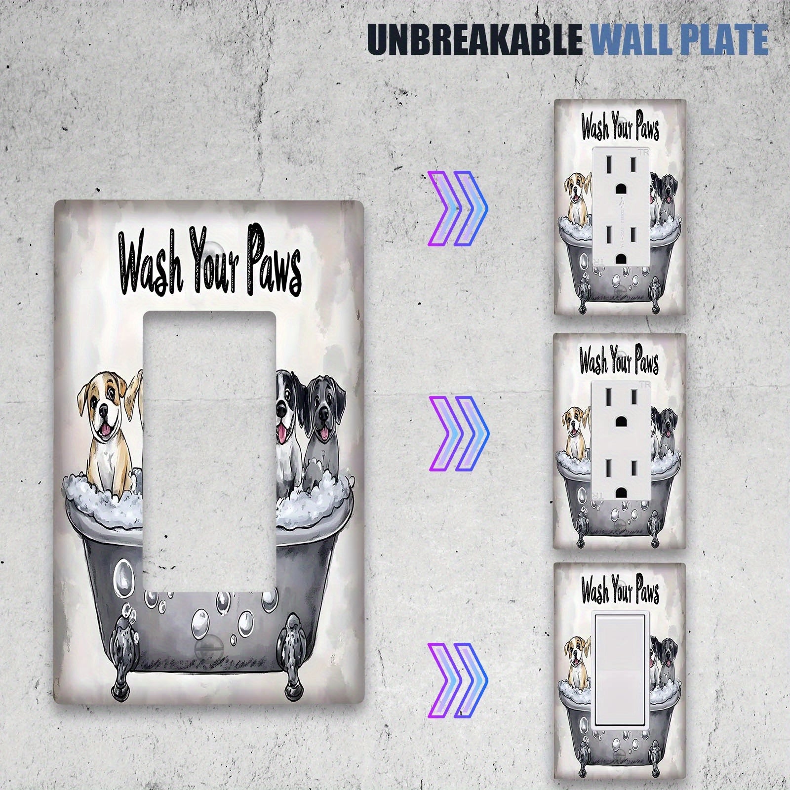 Decoración de pared con patrón de perro y fácil instalación con tornillo para dormitorio, baño, sala de estar