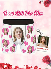 Men's Custom Face Print Boxer Briefs Medium Stretch Knit Polyester Spandex Gift for Dad Husband Boyfriend