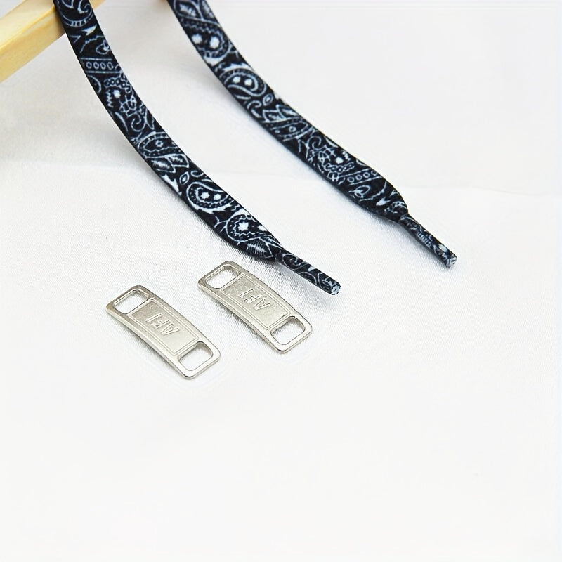 Unisex Flat Shoelaces with Decorative Buckles for Canvas and Sports Shoes