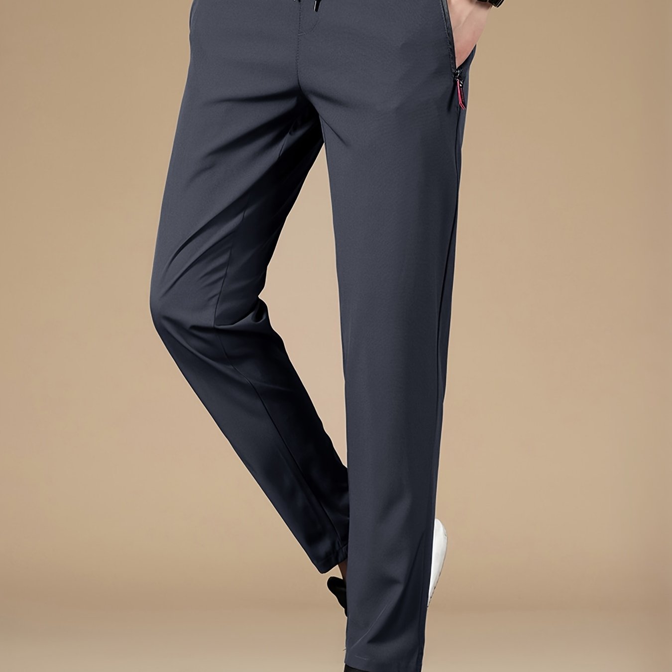 Men's Summer Casual Pants Lightweight Breathable Quick-Dry Solid Color Jogging Trousers