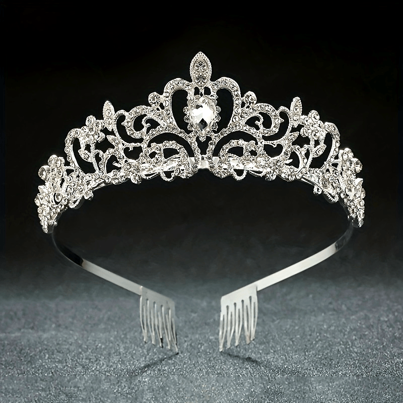 Women's Vintage Bridal Crown with Rhinestones Sparkling Hair Accessory