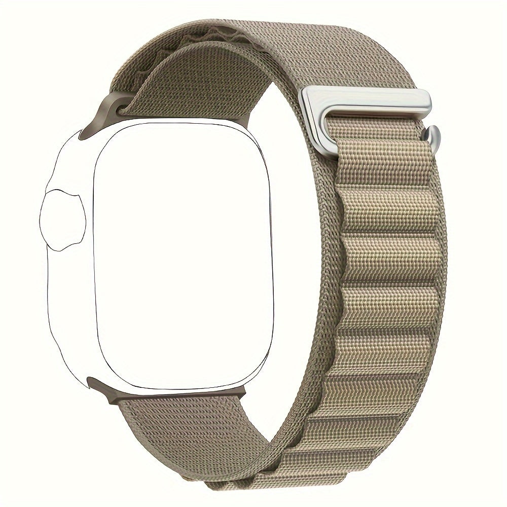 Nylon Sport Watch Band Adjustable Alpine Loop for Apple Watch 38mm-49mm Dark Blue Beige Brown