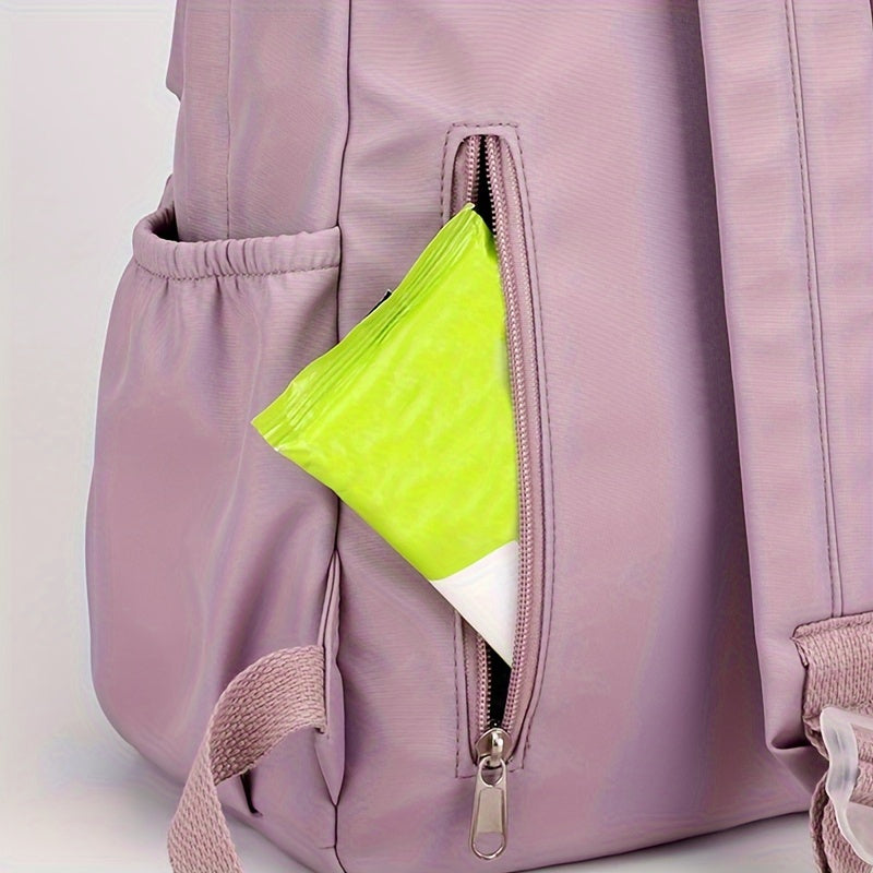 Korean Style Backpack for Girls Lightweight Nylon Zipper Closure Adjustable Strap Black