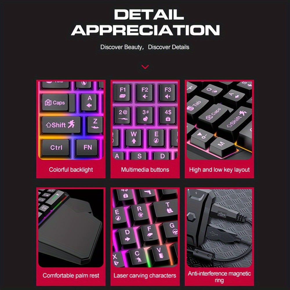 Mini klaviatura va sichqoncha to'plami rangli yoritish bilan, 35 ta tugma, e-sport o'yinlari va boshqa ko'plab maqsadlar uchun ideal.