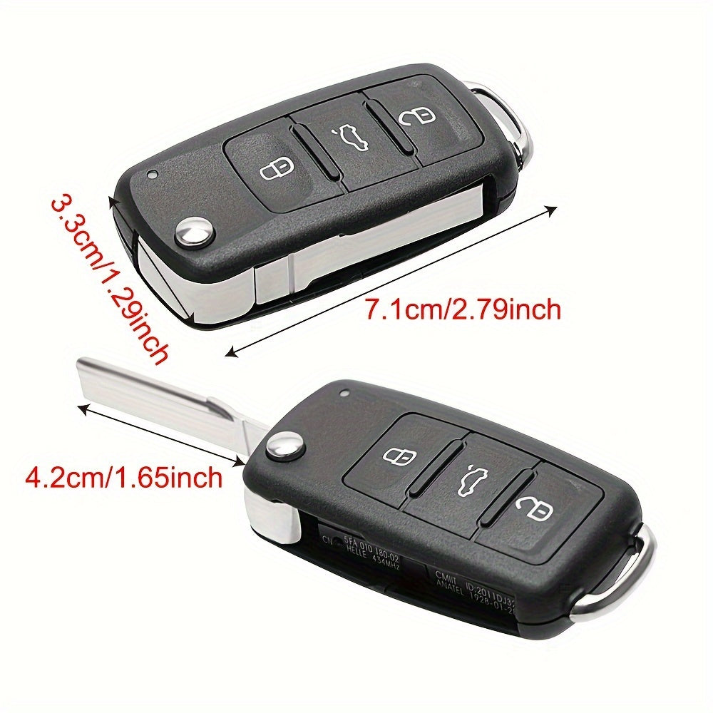 Car Key Shell Remote Flip Cover ABS Material for Volkswagen Models