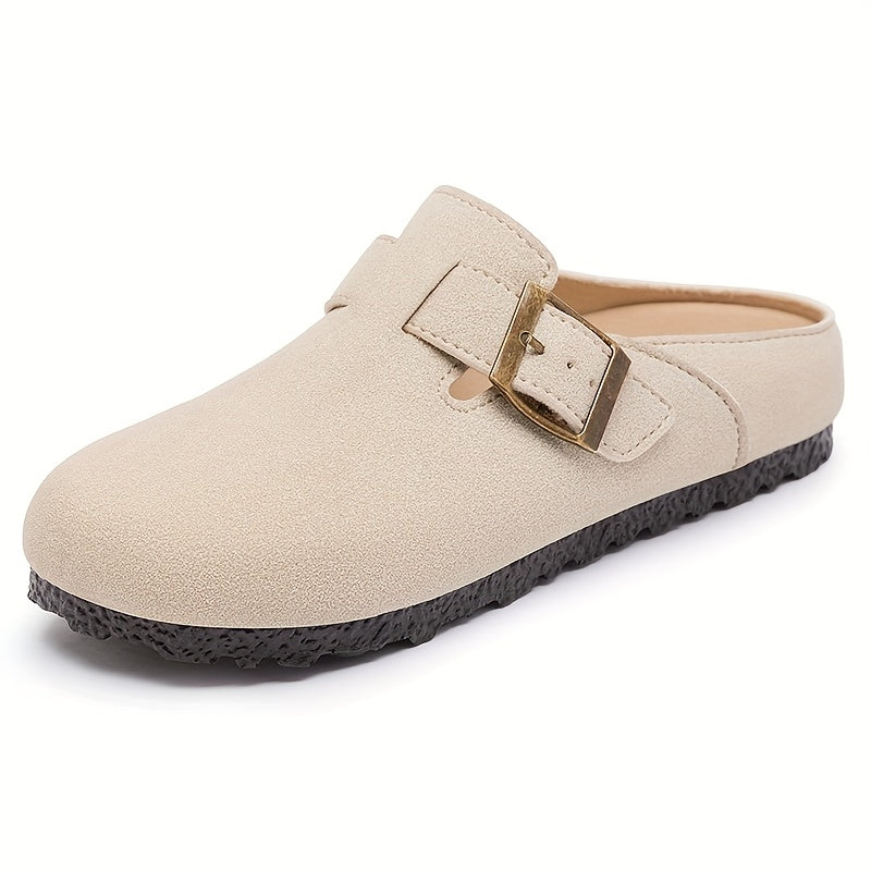 Women's Spring Retro Slip-On Flat Shoes Casual Lazy Shoes with Adjustable Buckle