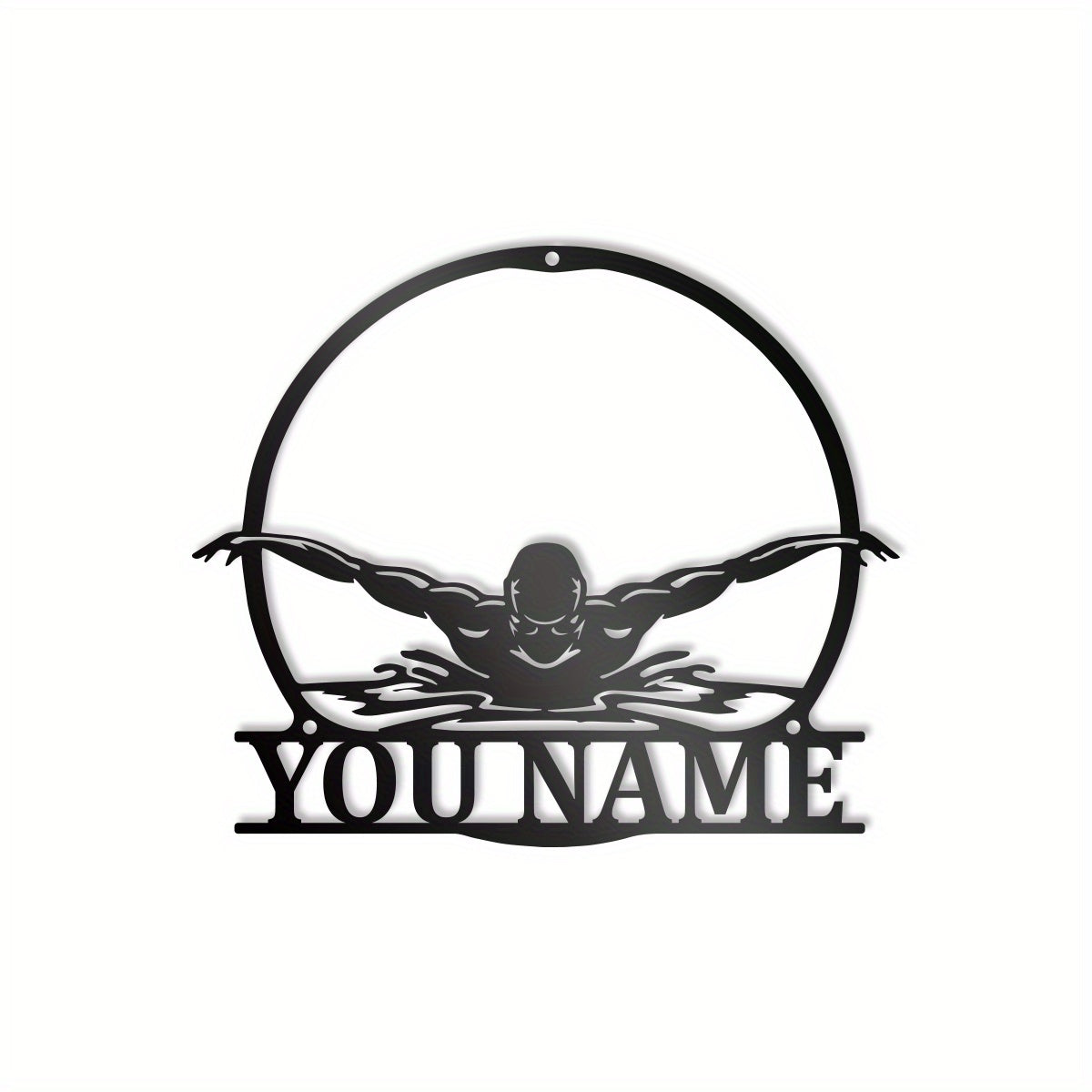 Cast Iron Wall Art with Customized Name Butterfly Stroke Design for Home and Nursery Decor