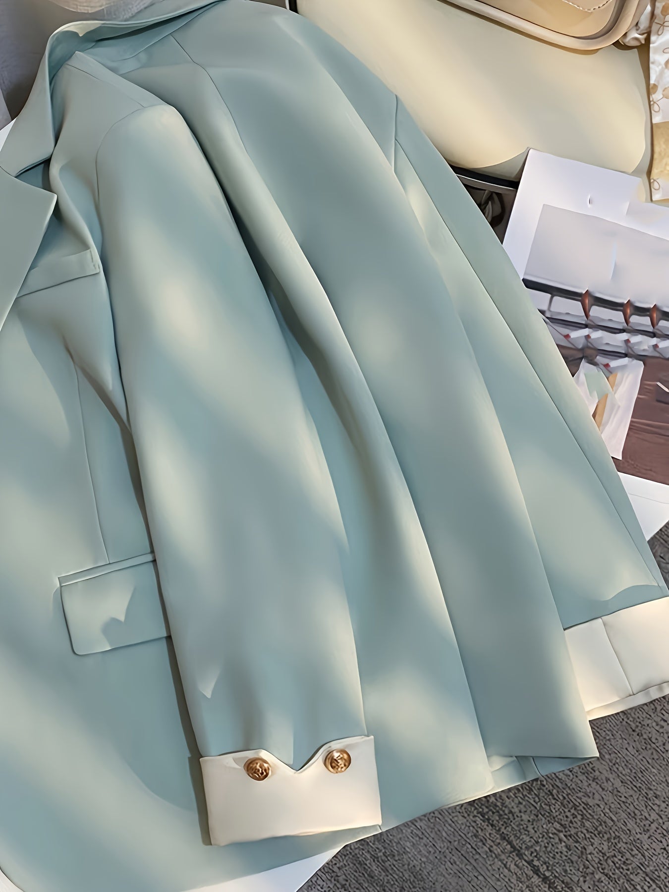 Chaqueta de traje de poliéster de color sólido de estilo coreano de alta gama para mujer en primavera