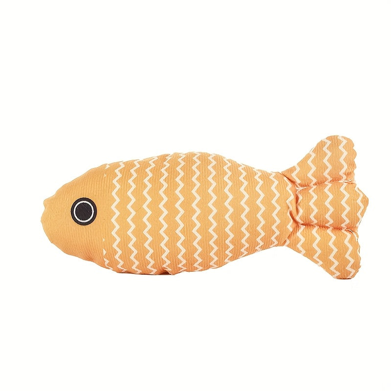 Durable Linen Fish-Shaped Cat Toy for Interactive Play with Sound