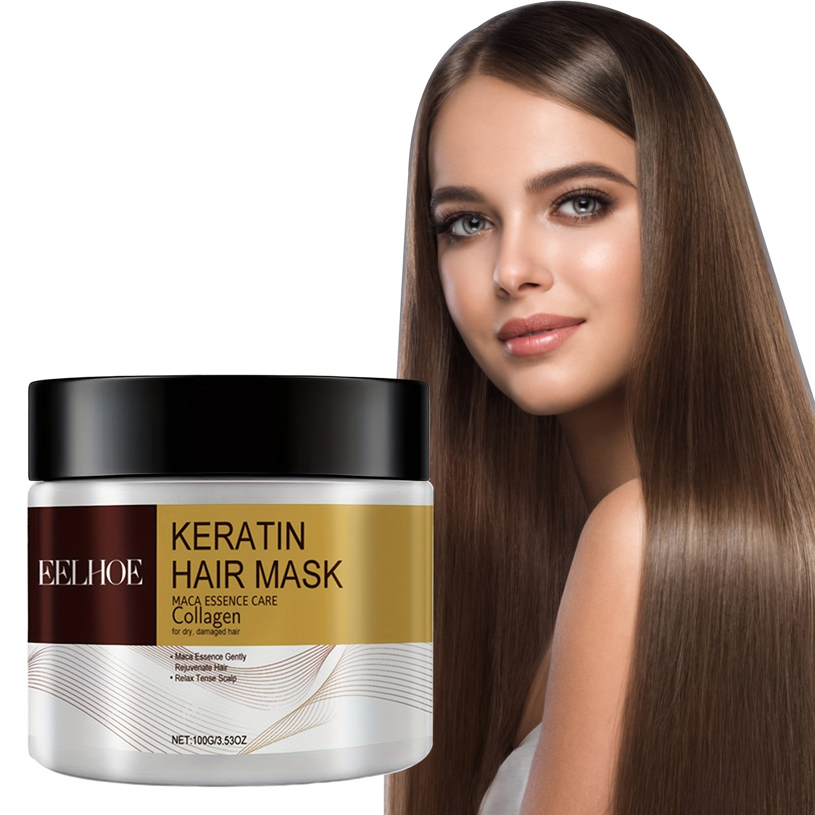 Mascarilla capilar de keratina con aceite de coco, colágeno, hidratante, suave y brillante, 100 g, para todo tipo de cabello