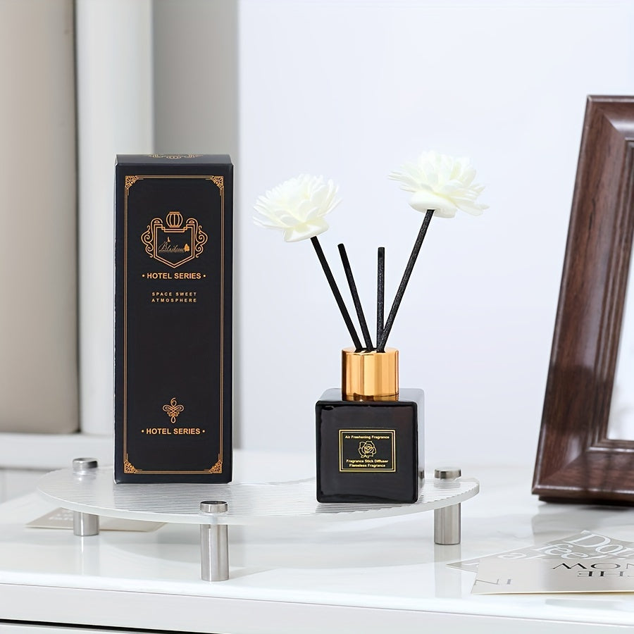 Glass Diffuser with Golden Cap and Spice Scent for Home Decor and Gifts