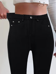 Women's Plus Size Black Skinny Jeans High Waist Denim Pants