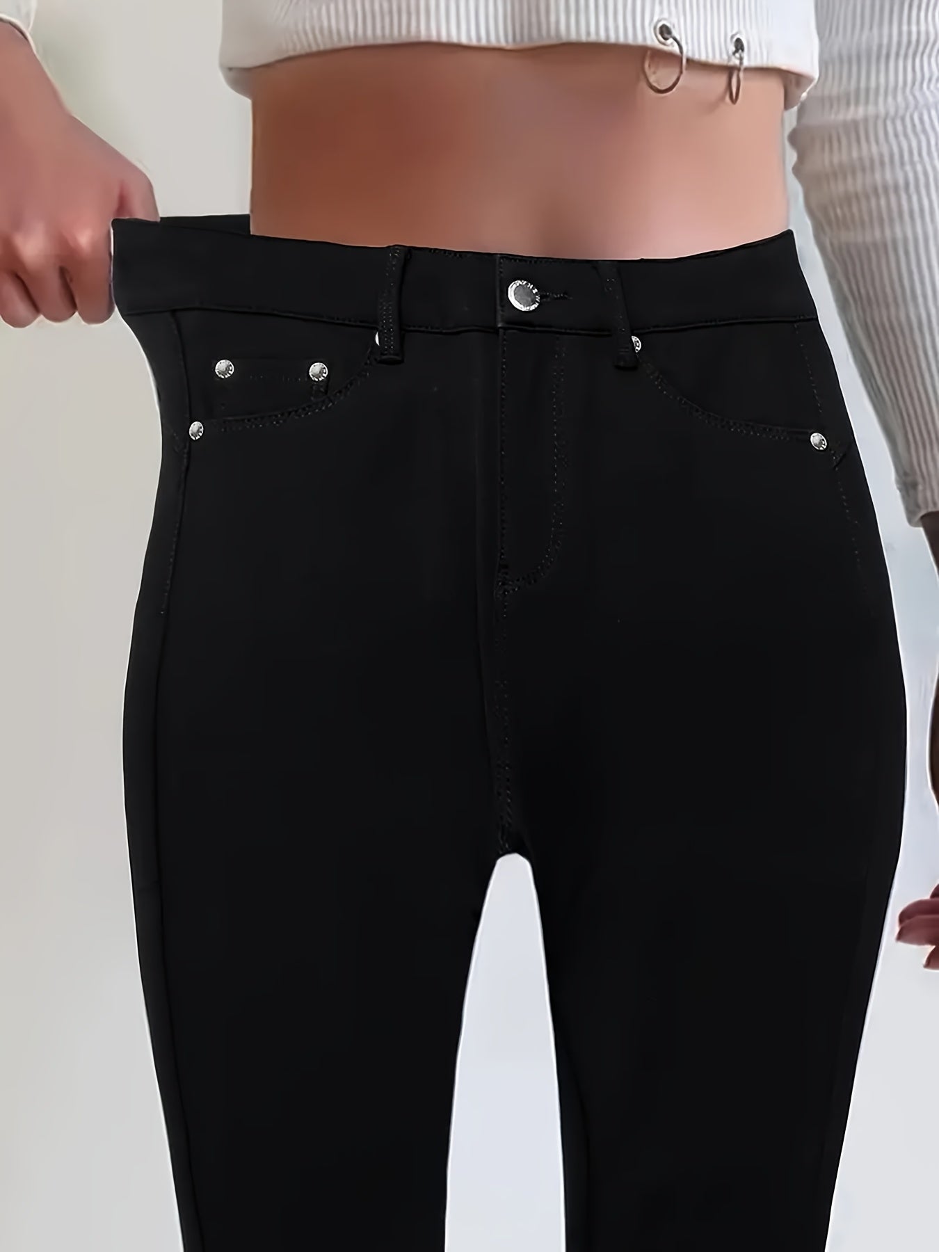 Women's Plus Size Black Skinny Jeans High Waist Denim Pants