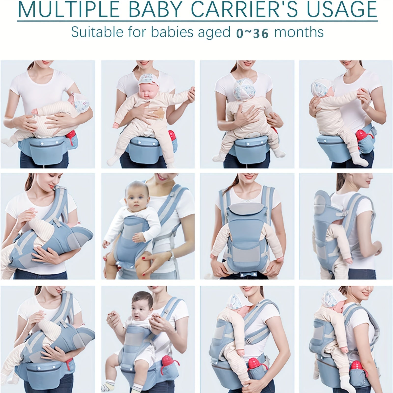 Baby Carrier with Hip Seat 6-in-1 Ergonomic Design for Infants and Toddlers