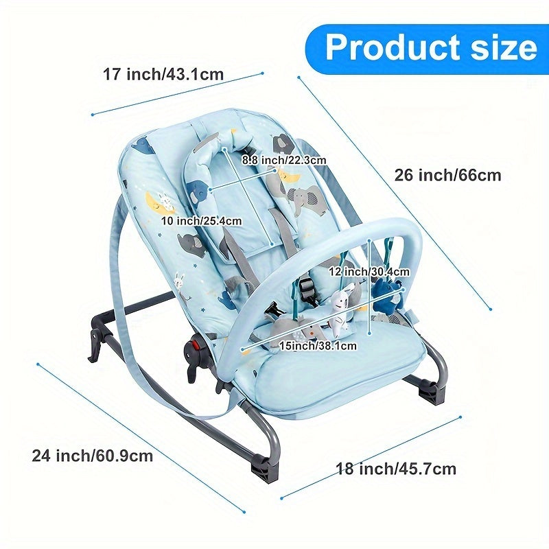 Kids Recliner Chair for Babies and Toddlers Adjustable Rocker with Toy Bar Blue