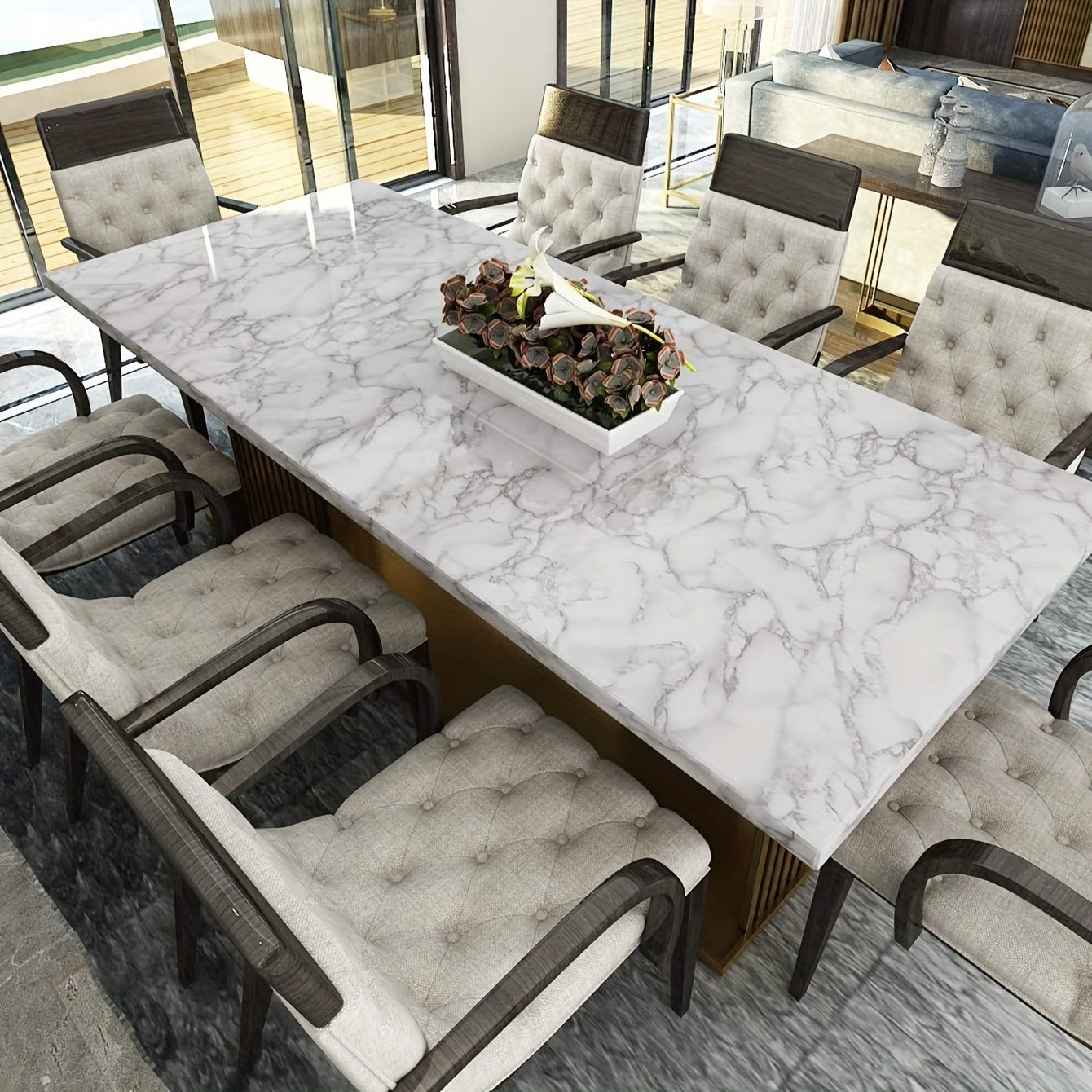 Self-Adhesive Waterproof Wallpaper Black Marble Pattern 40cm x 100cm for Kitchen Backsplash