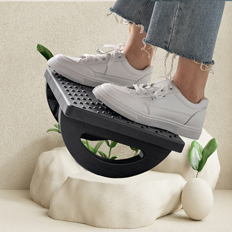 Taburete de pie ergonómico antideslizante para oficina blanco con diseño plegable y superficie texturizada