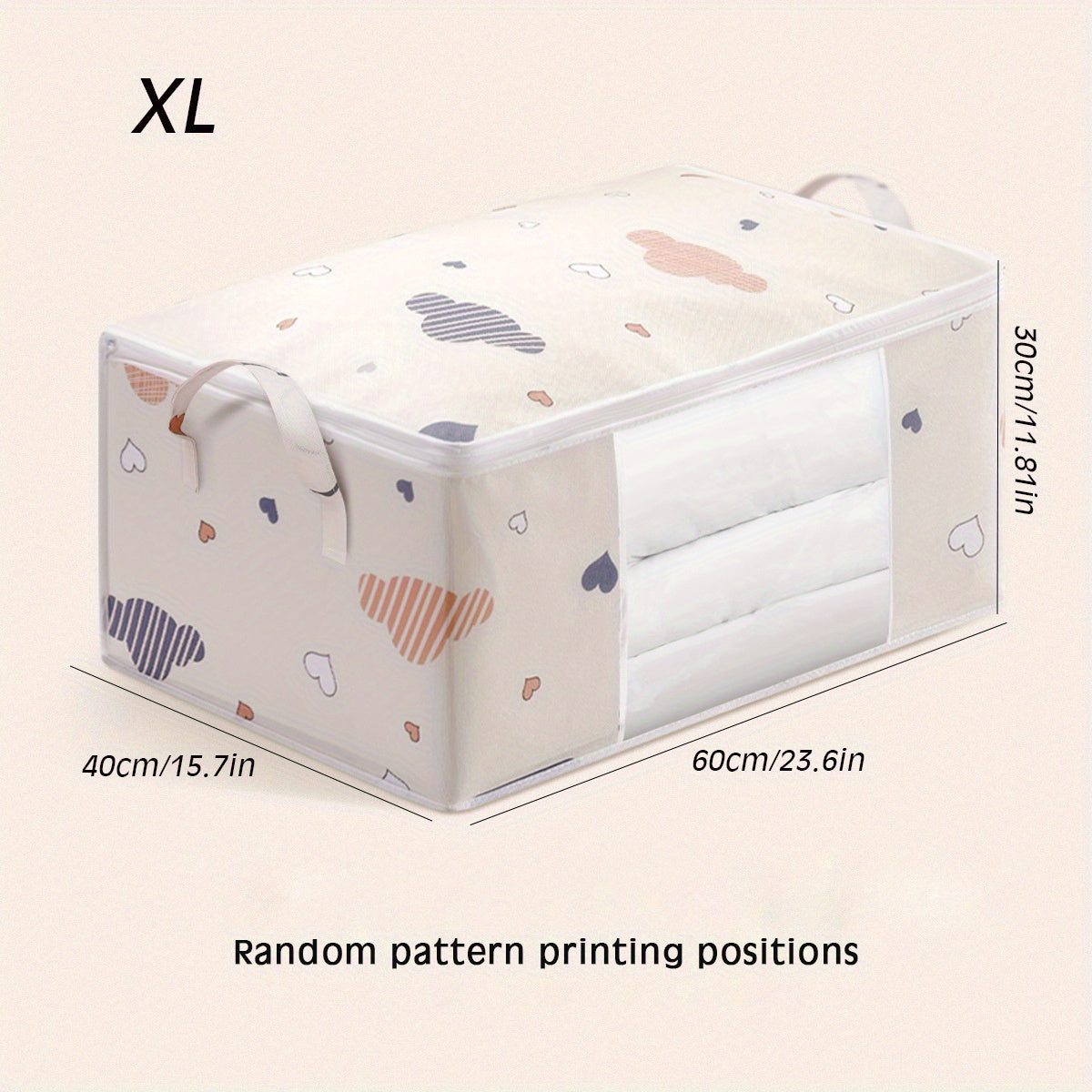 Large Capacity Fabric Wardrobe Storage Bag with Handles for Clothes and Quilts