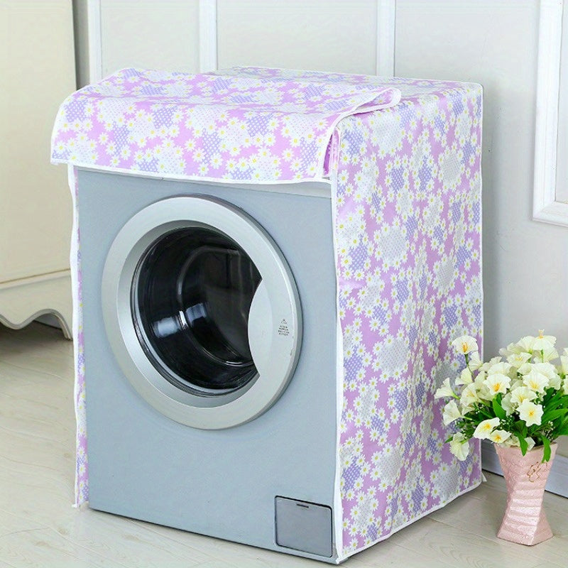 Universal Floral PEVA Washing Machine Cover Dust Shield for Front Load