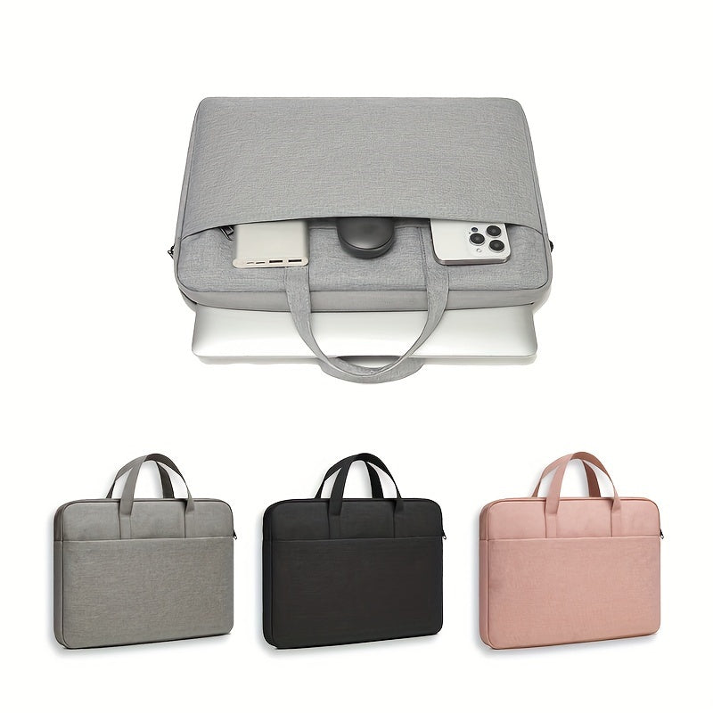 Minimalist Lightweight Oxford Fabric Laptop Bag with Zipper Closure for Business and Casual Use in Gray Black Pink