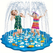 Blue PVC Inflatable Splash Pad for Kids and Toddlers with A to Z Letter Print Outdoor Water Play