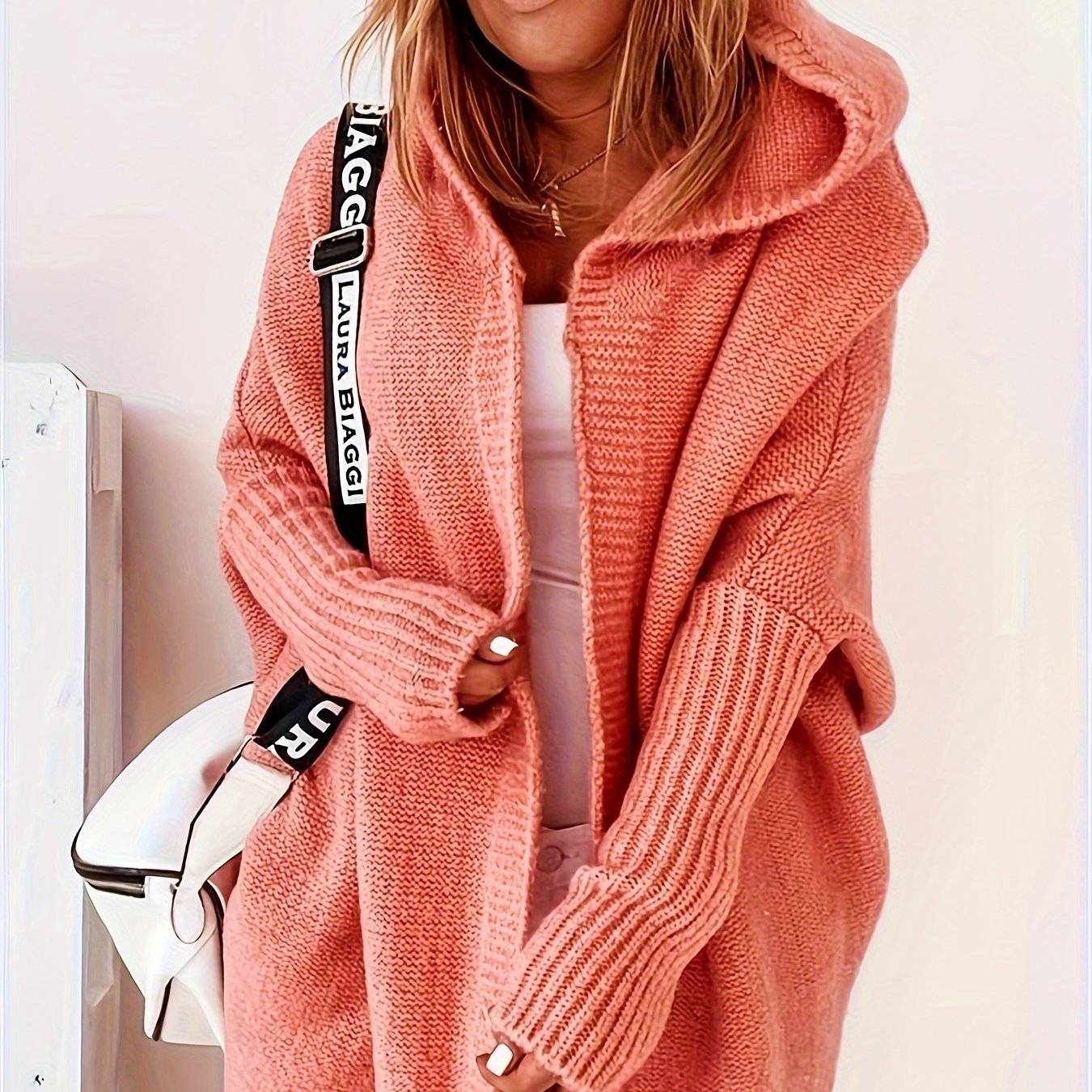 Plus Size Knitted Cardigan Polyester Casual Fall Winter Solid Color