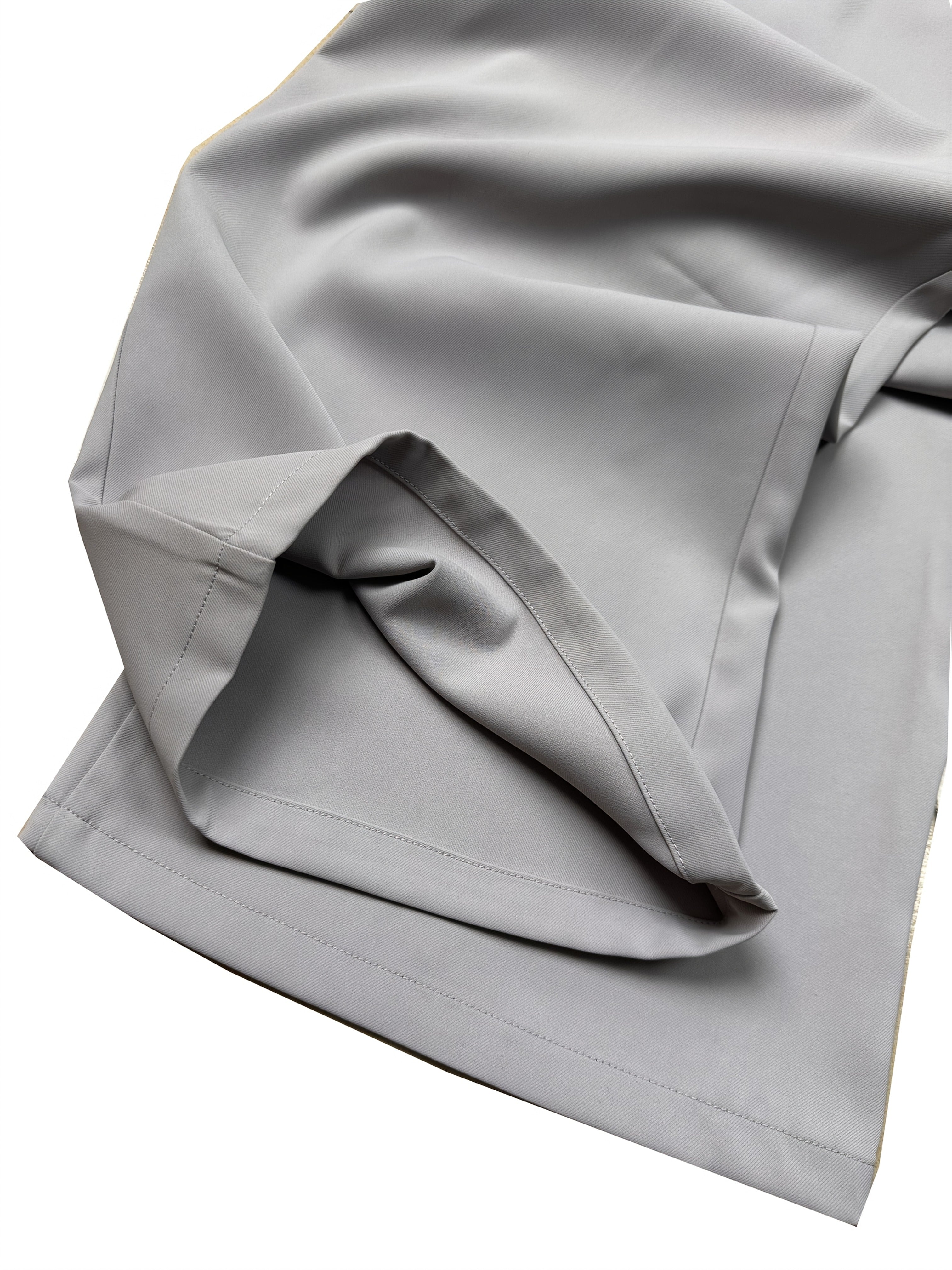 Plus Size Women's Gray Polyester Suit Pants with Elastic Waist Casual Office Wear