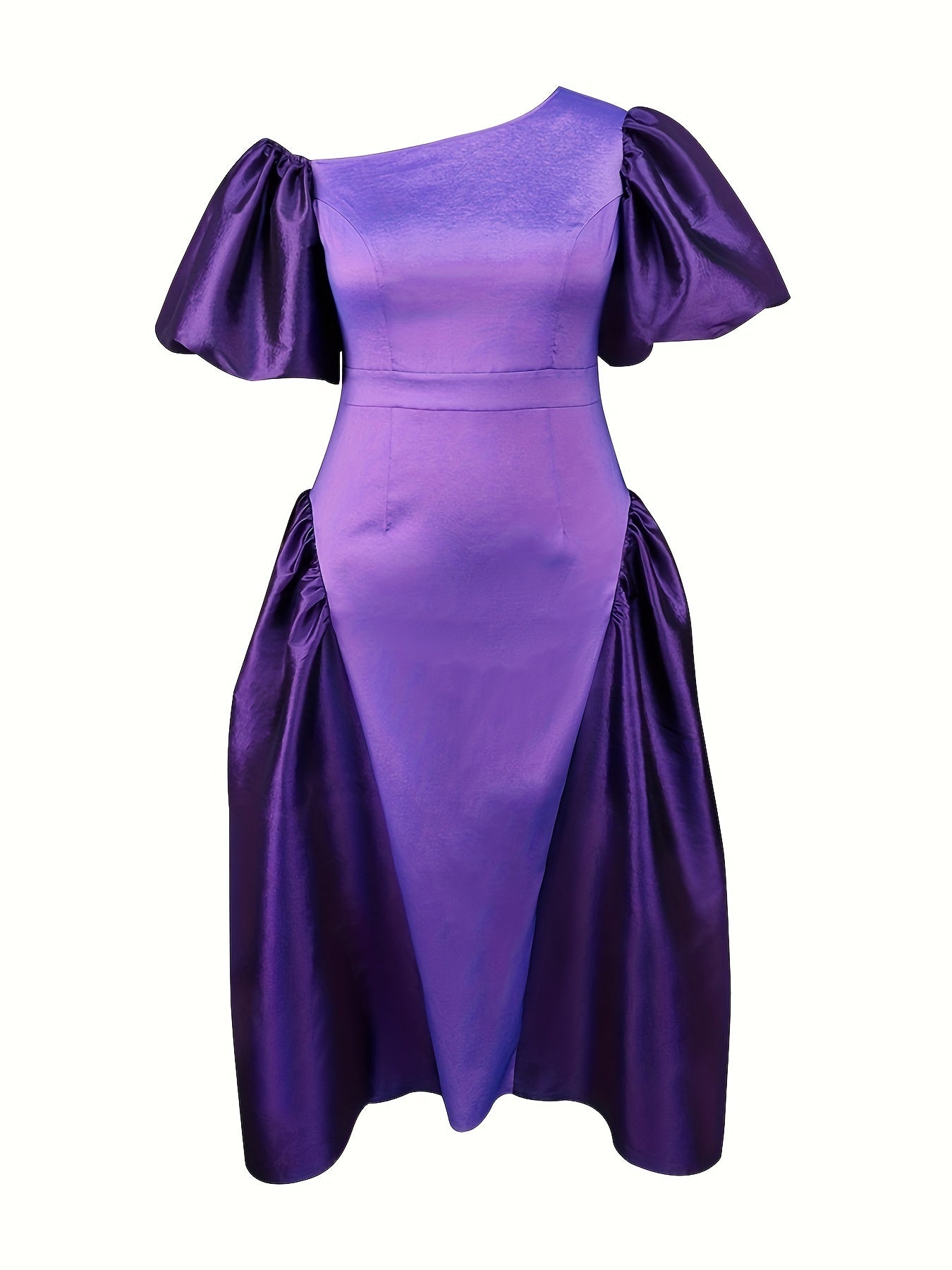 Plus Size Women's Purple Wedding Gown Formal Evening Dress Flared Hem