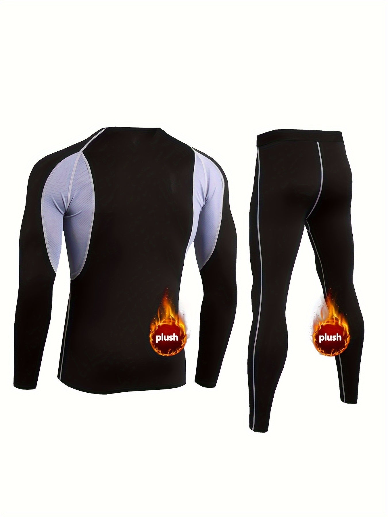 Conjunto de ropa interior térmica para hombre, manga larga, pantalones, invierno, acolchado, transpirable, terciopelo, esquí, actividades al aire libre, correr