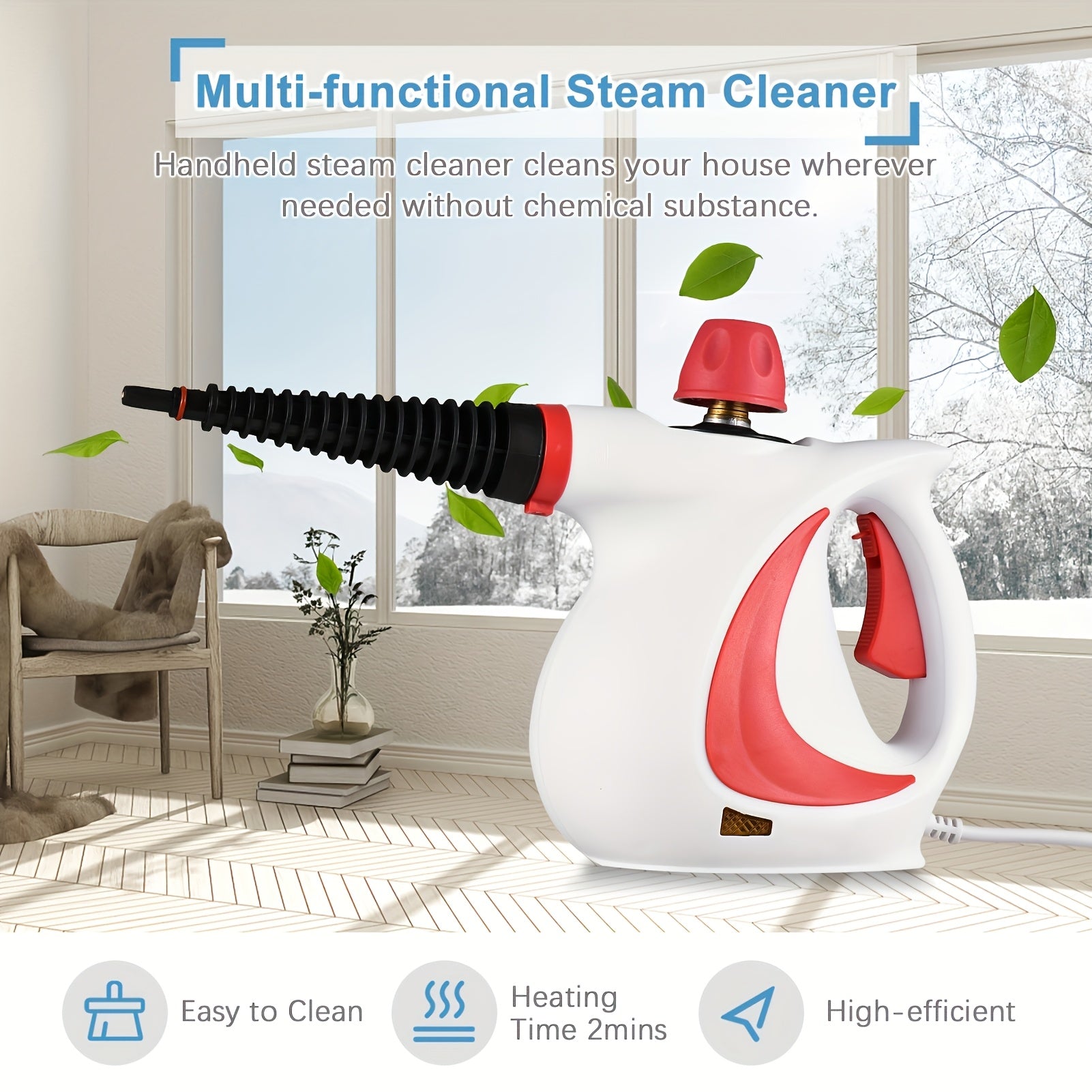 Portable Handheld Steam Cleaner with 9 Accessories for Multifunctional Cleaning