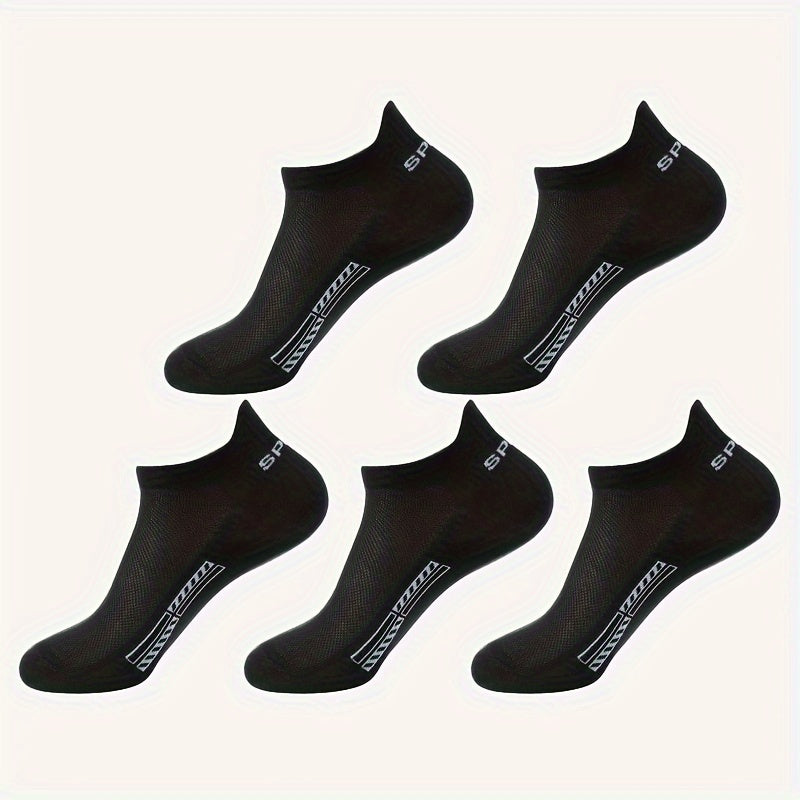 Calcetines tobilleros sólidos para hombre, 5 pares, transpirables y cómodos para uso al aire libre