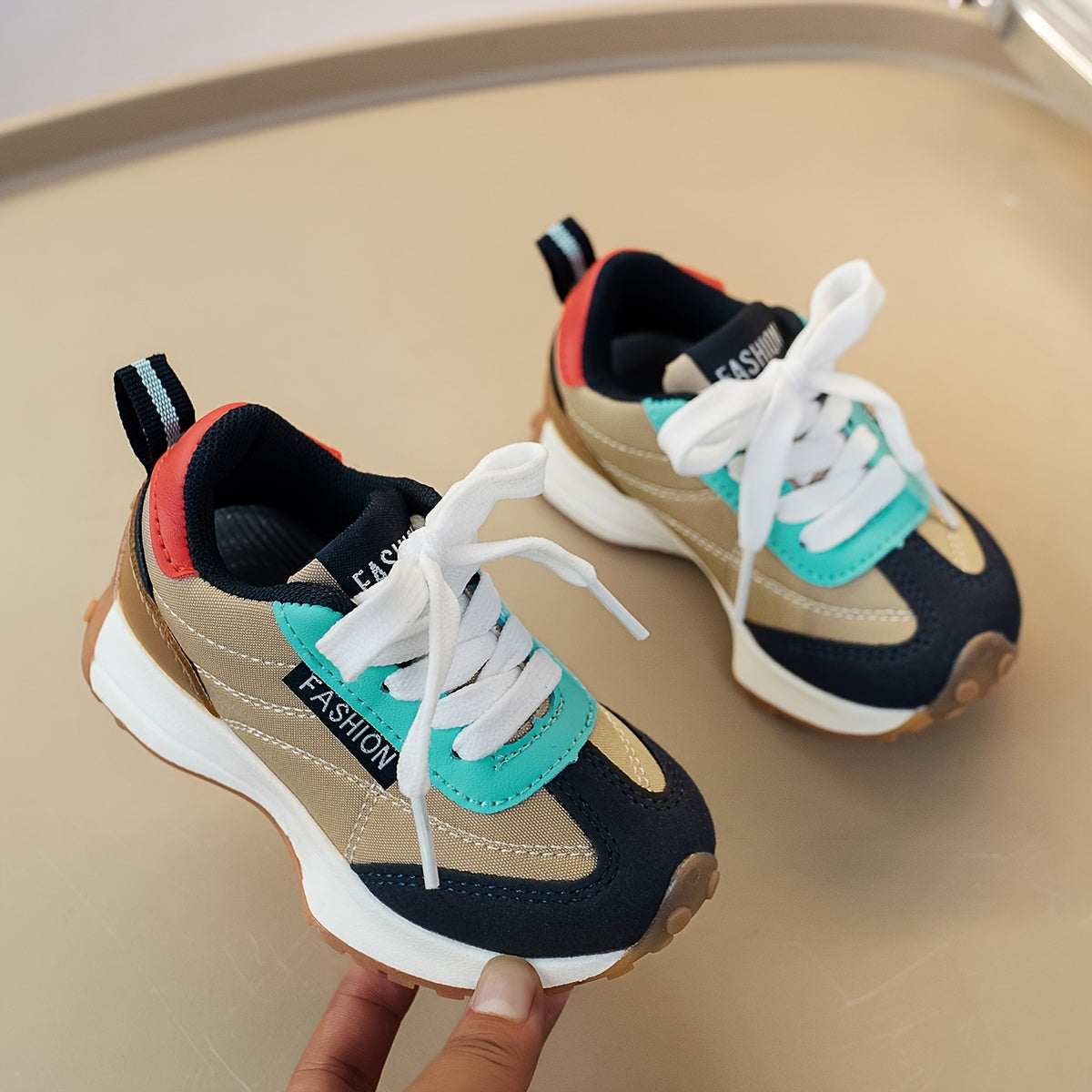 Infant Girls Sneakers Low Top Striped Fabric TPR Outsole Casual Sport