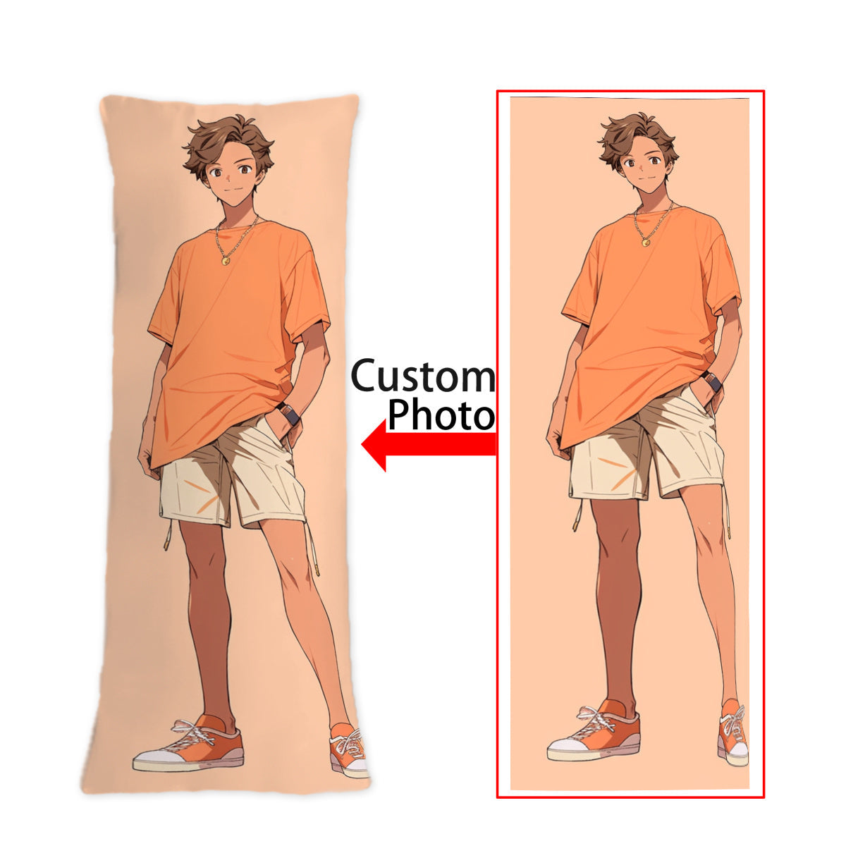 Anime Themed Customizable Long Body Pillow Cover Soft Plush Polyester 50.8x137.2 cm