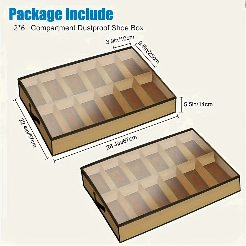 12-Compartment Shoe Organizer Under Bed Storage Dustproof Moisture-Resistant Non-Woven Fabric