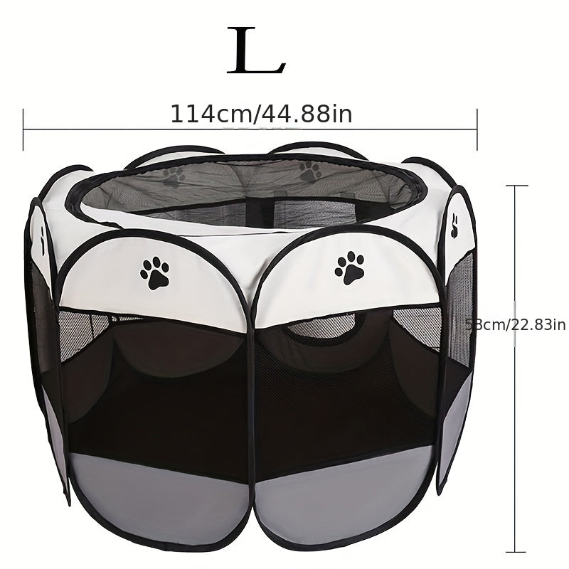 Eight-Sided Foldable Pet Cage for Dogs and Cats Made of Durable Oxford Cloth