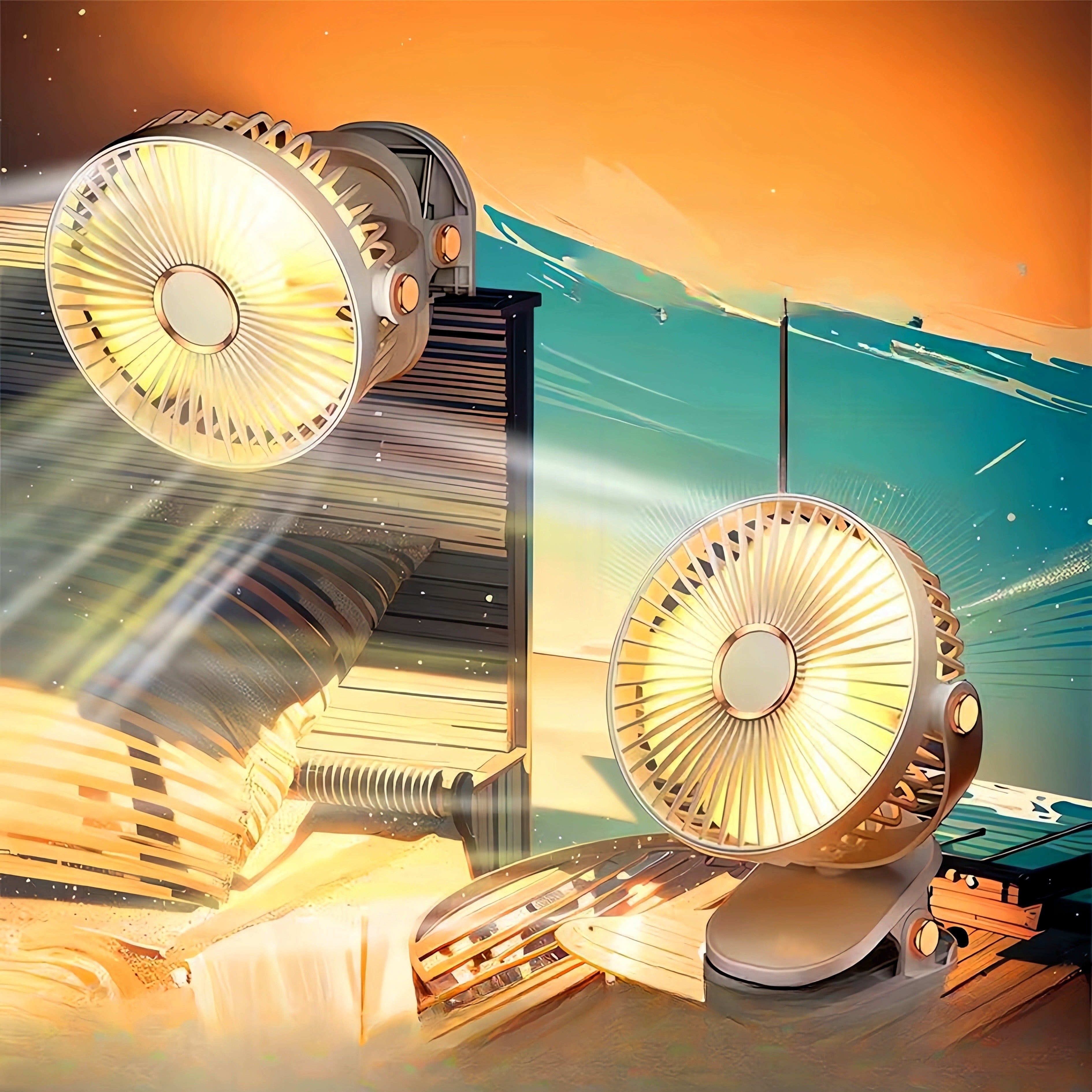 Vertical Clip-On Electric Fan with Adjustable Angles and Quiet Operation