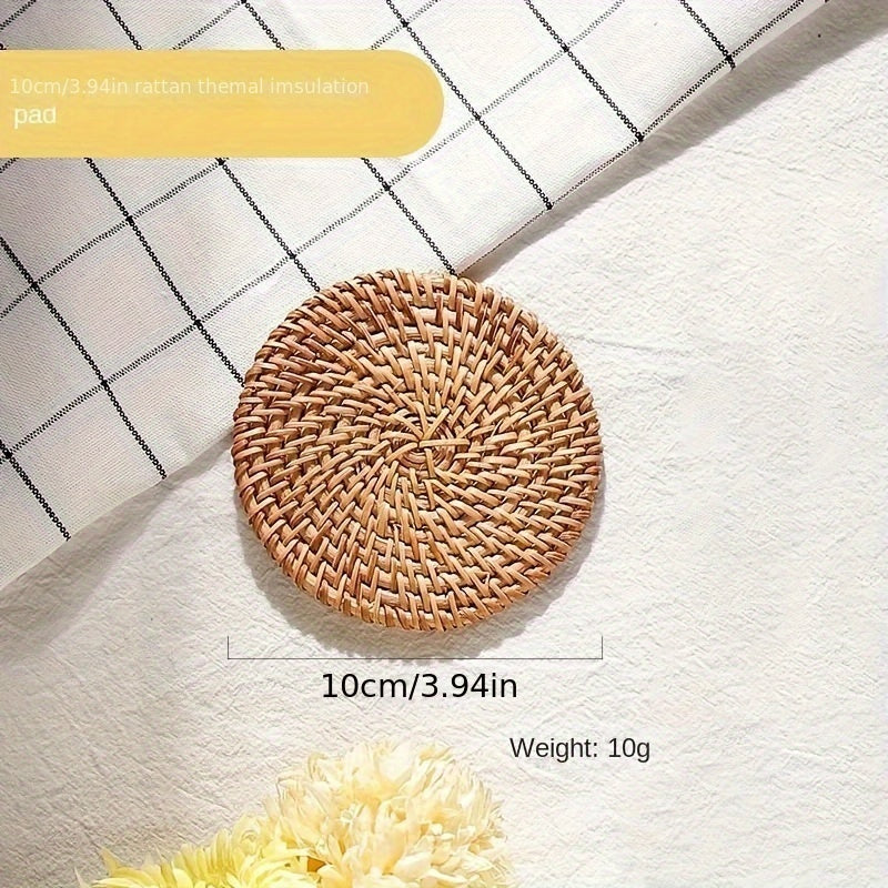 Heat-Resistant Rattan Table Mat Set for Hot Pots and Pans Protection