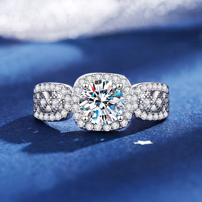 1 Karat Moissanit nikoh uzukasi, Sterling kumush va'da uzuki, sovgʻa qutisi bilan