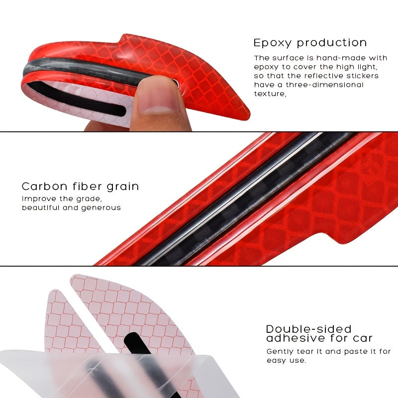 Pairs Reflective Car Rearview Mirror Safety Warning Stickers Auto Film Strips in Red White Blue Green