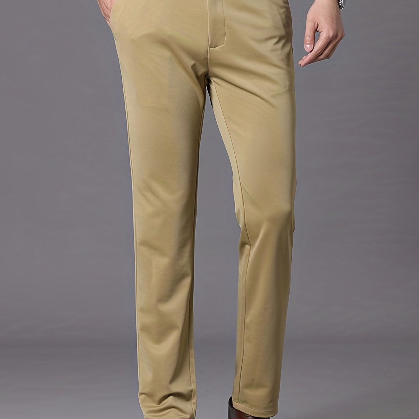 Pantalones formales para hombre de color sólido, corte regular, con ligero stretch para primavera y verano, ideal para negocios