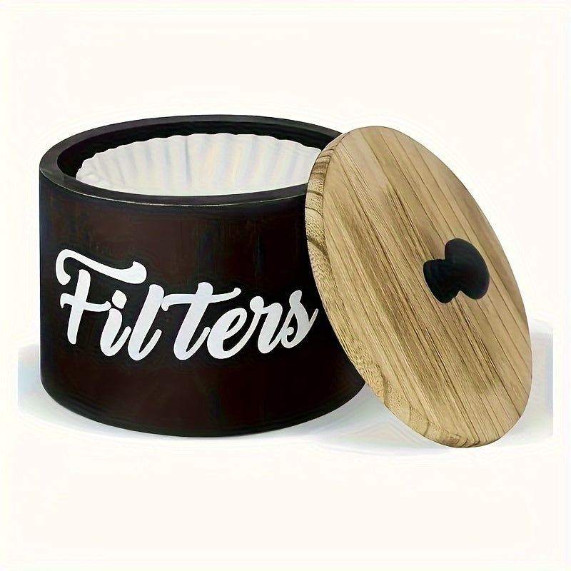 Rustik qahva filtrati qog'oz saqlash konteyneri, yog'och qopqoq bilan changdan himoyalovchi tashkilotchi