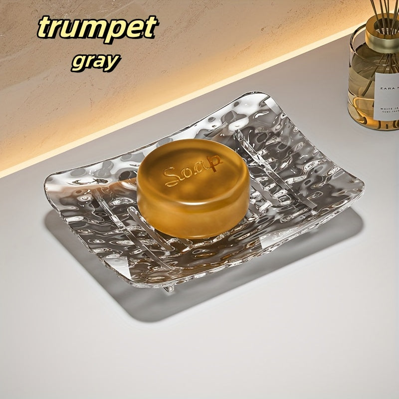 Juego de dos platos de jabón de vidrio transparente grande y pequeño, plástico texturizado, sin electricidad