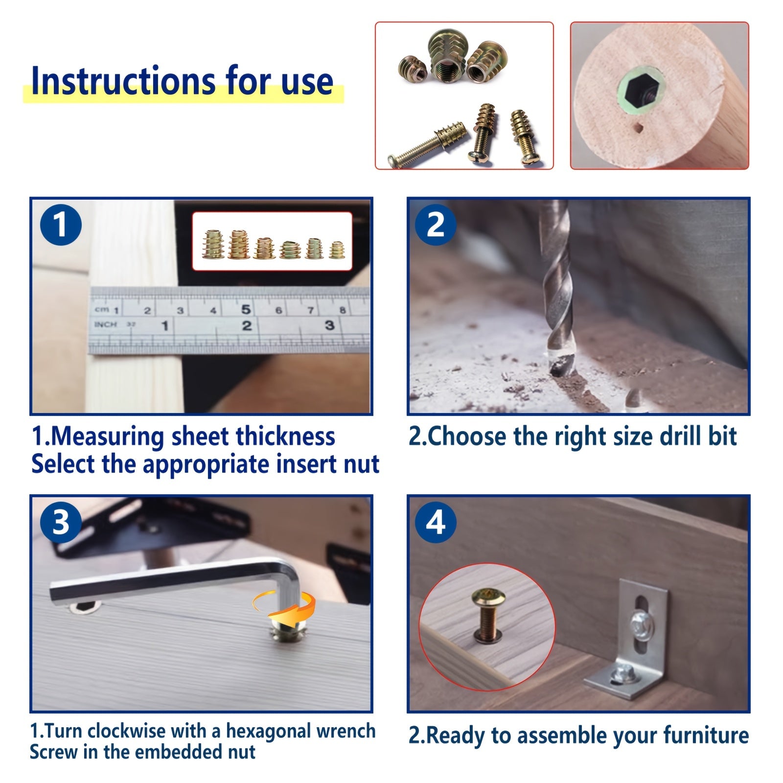 Wooden Furniture Insert Tool Kit 230/70pcs Hex Socket Driver Fastener