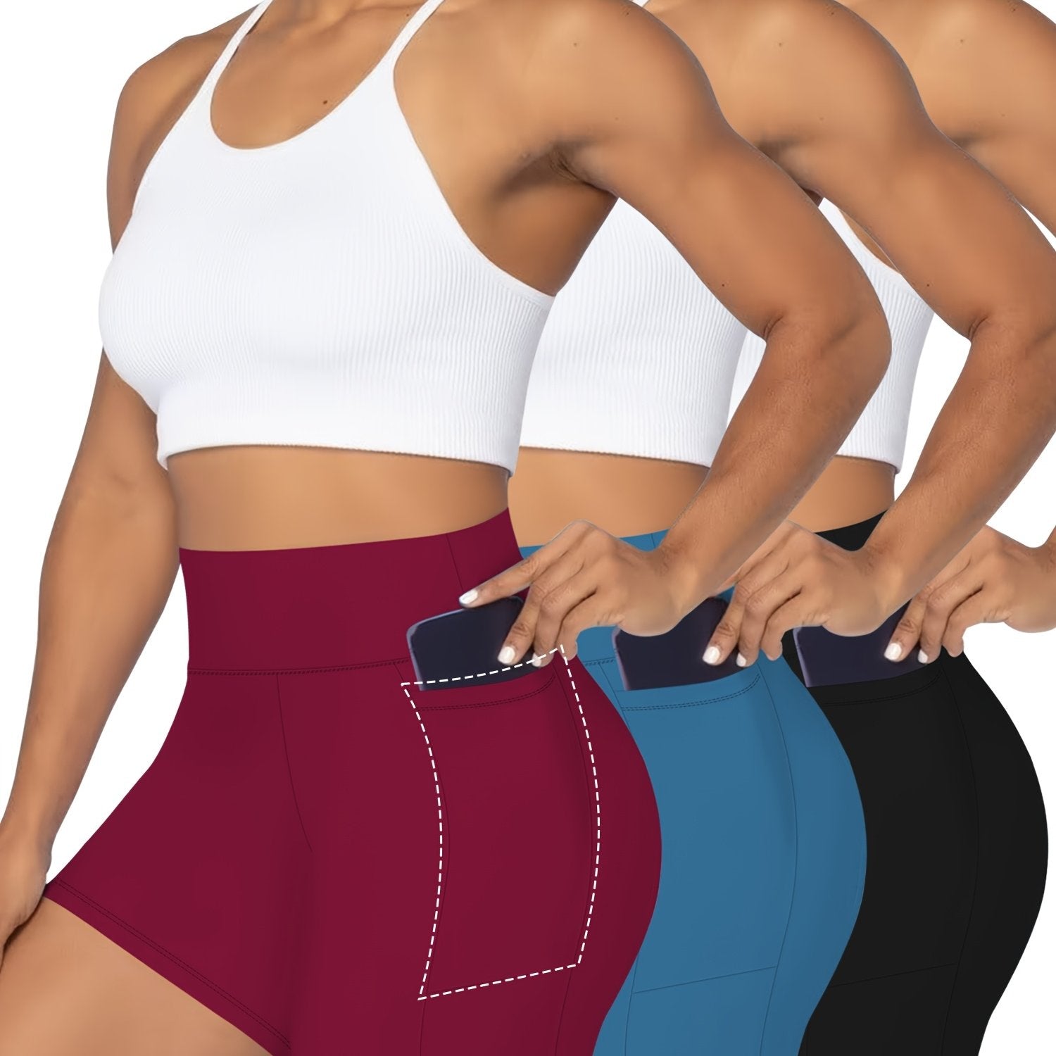 Plus-Size ayollar uchun yuqori belli, popo ko'taruvchi shortlar, bir rangli yozgi shakllantiruvchi kiyim