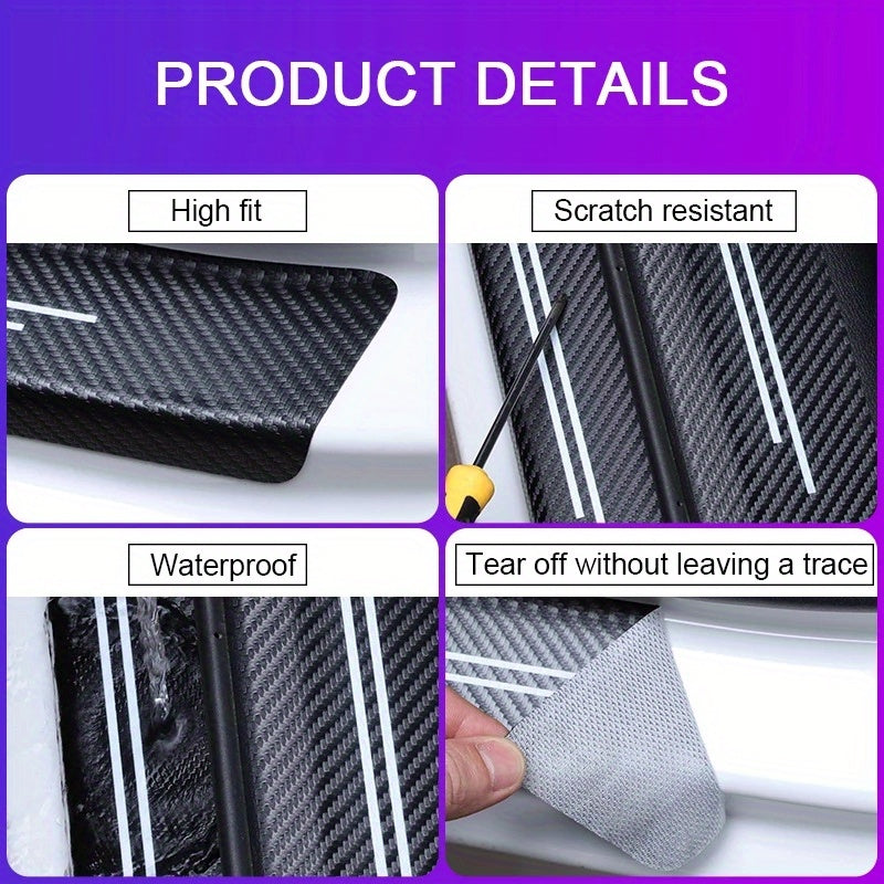 Car Door Trunk Protection Sticker Carbon Fiber Auto Threshold Cover Black Blue White